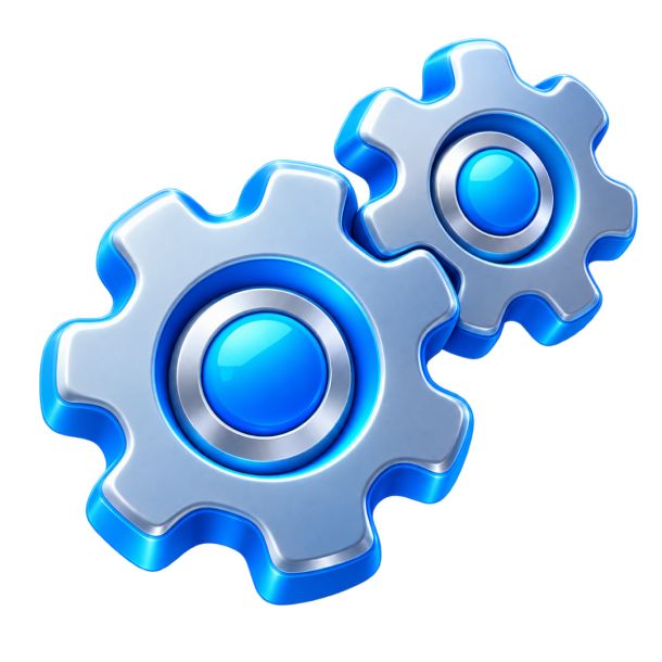 3d fluency two grey gears